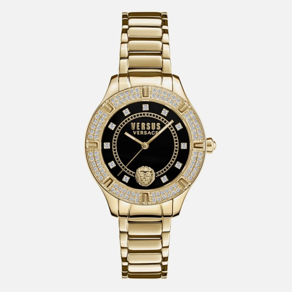 Womens Versace Gold Diamond 36mm Watch New With Box